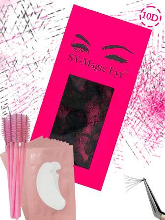 1000 Pcs Per Box,10D,Thickness 0.05/0.07mm,8-16mm,Curl C/D ,Pointy Base Premade Fans Eyelash Extensions, With 10Pcs Eyelash Extension Gel Under Eye Pads And 10Pcs Eyelash Brushes ,Soft & Natural, Easy To Carry, Hand-Grafted False Eyelashes, Party And Travel, Christmas