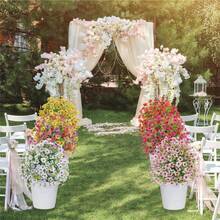 2PCS Artificial Eucalyptus Violet Ground Stakes Flowers, UV Resistant Faux Silk Plants For Spring Summer Garden, Patio, Home Decor, Lifelike Greenery Bouquet - 白色 - 查看 8