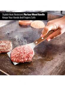 Large Stainless Steel Spatula With Angled Edge And Hardwood Handle - Metal Flipper Ideal For Cast Iron Skillets, Baking Sheets | Perfect Grilling And Home Kitchen Tool, Thanksgiving, Christmas Gift - Multicolor - View 10