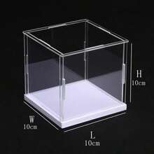 Clear Acrylic Display Case Assemble Cube Display Box Stand With PVC Material White Base Dustproof Protection Showcase For Collectibles Memorabilia Figurines 4*4*4inch;10*10*H10cm - Red and White - View 3