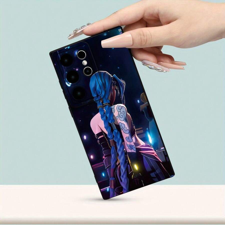Elegante Funda de Teléfono de Lujo con Tema de Verano, Diseño de Chica Anime de Pelo Azul, Antideslizante, Adecuada para Samsung 20FE/S21FE/S23/S23ULTRA/S23PLUS/S23FE/A52/A54/A53/A14/A25/A34/A05S/A15, Ideal para Regalos de Vacaciones o Sorpresas de Cumpleaños - Mezcla de colores - Ver 1