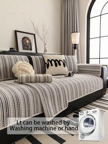 1件装自然灵感直边沙发套，宠物友好，防滑防刮，可机洗，耐用防褪色，全覆盖防滑耐磨，适用于单人/双人/三人/四人沙发，客厅和卧室适用 - 灰色 - 查看 5