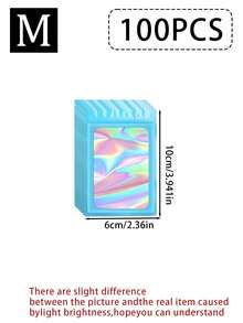 100/10 件透明窗口珠宝袋，渐变色珠宝密封袋，可重复使用，防尘防氧化，适用于戒指、耳环、项链、吊坠等珠宝、珠宝配饰整理、家居必需品、节日礼物。 - 彩色 - 查看 50