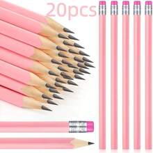 5pcs/10pcs/20pcs Pink Pencils With Erasers, Wooden HB Pencils, Cute Pencils Suitable For School, Art, Office, Drawing, Sketching, Learning, Smooth Writing, Precise Sketching - Durable, Fashionable And Minimalist Stationery, School Supplies, Office Supplies, Back To School Season.