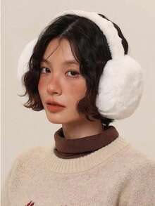 1pc Winter Ear Muffs, Faux Fur Lining, Warm Foldable Ear Warmers, Windproof Collapsible Ear Covers, Winter Accessory