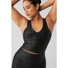 Alo Yoga Airlift Glimmer Houndstooth Real Bra Tank - Black |  | Pilates Set - 黑色 - 查看 6