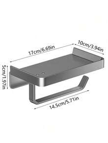 Self-Adhesive Paper Towel Holder, Suitable For Kitchen & Bathroom, Tissue Roll Dispenser With Storage Rack, Matte Black - Multicolor - View 6