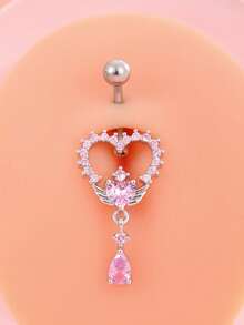 1 قطعة من خاتم السرة المصنوع من الفولاذ المقاوم للصدأ 316 بشكل فراشة وزركونيا وردية، مجوهرات ثقب الجسم لطيفة وناعمة للارتداء اليومي متعددة الألوان