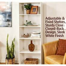 5-Shelf White Bookcase With Adjustable Shelves, Sturdy Open Storage Bookshelf, Easy Assemble, Multi-Use Display Rack For Living Room Home Office Bedroom Study - 白色 - 查看 2