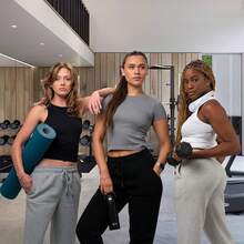 3 Pack Women's Wide Leg Sweatpants Workout And Yoga (Plus Sizes Available) ZQZF - Hitam / Ungu Muda / Abu-abu Muda - View 9
