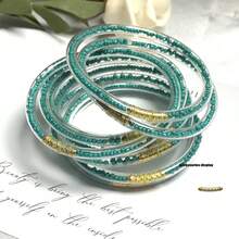 Set de 9 piezas de pulseras de colores con cuentas, estilo princesa de múltiples capas, aptas para que las mujeres las usen en fiestas de Navidad - Cuentas de arroz - Ver 20
