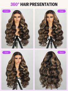 MEGALOOK 6x5渐变挑染蕾丝波浪卷假发，透明蕾丝封顶，无需胶水，真人发丝，透气轻盈发网，预先拔毛，精细发结，彩色假发 - 无需粘合剂，全天舒适，自然发际线，隐形假发，日常佩戴，办公室，派对，Y2K风格，度假，周日盛装，角色扮演，学校，节日，圣诞节，返校季，婚礼，万圣节，约会之夜，魅力假发，女士 - 間色和鋼琴色 - 查看 7