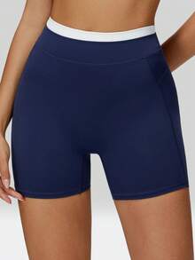 MFVIM Pantaloni scurți sport pentru femei, cu talie înaltă, mulați, în culori contrastante, potriviți pentru tenis, pickleball, ciclism, antrenamente la sală