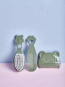 3件套婴儿梳子和刷子套装，适合新生儿和幼儿，温和护理头发，便携式婴儿护理套装，柔软按摩头皮梳子 - 彩色 - 查看 20