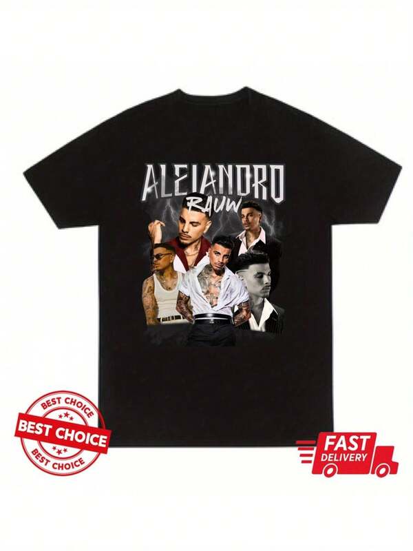 Camiseta Unisex de Rauw Alejandro con Estampado Gráfico - 100% Algodón, Estilo Bohemio Manga Corta Cuello Redondo, Lavable a Máquina para Hombres y Mujeres, Cómoda para Todas las Temporadas, Regalo Ideal, Moda Musical, Diseño Moderno, Tejido Transpirable y de Calidad
