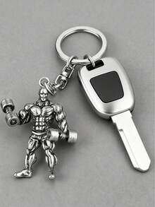 1个合金哑铃钥匙扣，肌肉线条设计，男女皆宜的励志礼物，适合运动、健身、减肥，可打开的环形扣，健身礼物 | 肌肉图案设计 | 励志健身铜质钥匙扣，生日、圣诞节送给他、男友、丈夫的最佳励志钥匙扣礼物 - 白色 - 查看 2