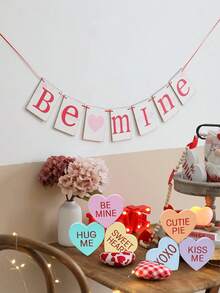 6件套木质心形对话装饰摆件，适用于多层托盘、置物架、壁炉架，情人节装饰 - 独立摆放，XOXO闺蜜节装饰，情人节装饰，情人节之吻装饰，甜蜜拥抱情人节礼物，情人节装饰，糖果心形情人节多层托盘装饰 - 婚礼派对木质心形餐桌装饰 - 彩色 - 查看 6