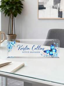 Personalized Acrylic Desk Nameplate With Succulent Floral Design,Contemporary Style Office Decor, Ideal For Bedroom, Custom Name Psychologist Office Sign For Desk, Non-Electric, Perfect For Christmas And Halloween Gifts - Multicolor - View 35