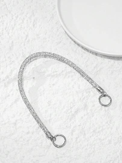 1 pieza Bolso de mano de mujer de moda con brillantes de rhinestone, adecuado para bolsos de noche y diarios, con correa de cadena gruesa, cadena decorativa y anillo de apertura grande que se adapta a todo tipo de bolsos y accesorios de teléfono