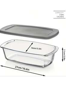 半个大容量玻璃烤盘带盖 - 可叠放，微波炉和烤箱适用，易提手，密封保鲜盒，适用于面包、蛋糕、糕点 - 非常适合圣诞节、感恩节、万圣节、复活节 - 厨房烘焙用品 - 彩色 - 查看 3