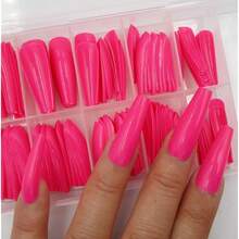 100pc Colored Coffin Press On Nails Long Ballerina False Fake Nail Tips Rose Red Full Cover Manicure Design Acrylic Nails For Women Teen FFgirls (Rose Red){Inchcolor_nameinch:InchRoseRedinch} - 玫瑰紅色 - 查看 5