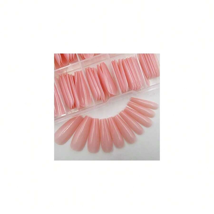 100pc Colored Coffin Press On Nails Long Nude Ballerina False Fake Nail Tips Full Cover Manicure Design Acrylic Nails For Women Teen FFgirls (Nude){Inchcolor_nameinch:InchNudeinch} - 裸體 - 查看 1
