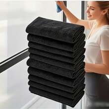 5片装神奇清洁布，无痕玻璃擦拭布，颜色：黑色或灰色，适用于：汽车玻璃、窗户、厨房、浴室、水龙头等，家务清洁布 - 黑色 - 查看 2