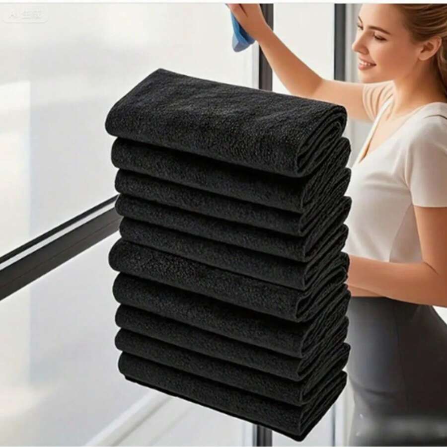 5片装神奇清洁布，无痕玻璃擦拭布，颜色：黑色或灰色，适用于：汽车玻璃、窗户、厨房、浴室、水龙头等，家务清洁布