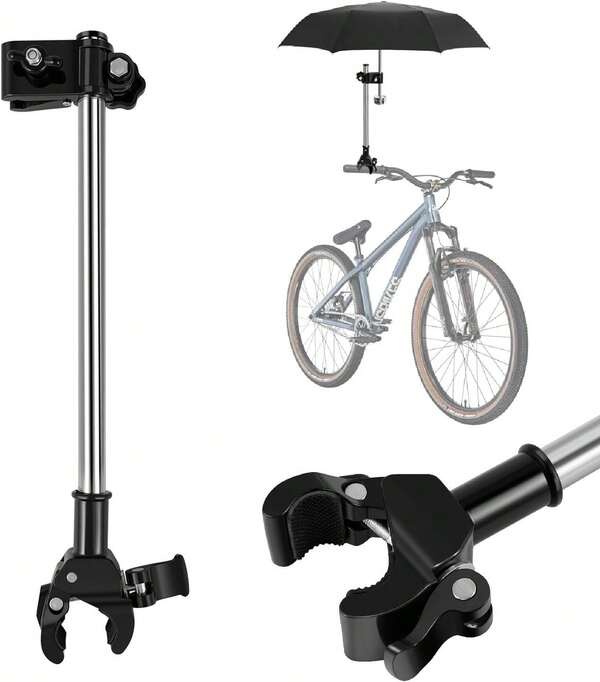 Fahrrad-Regenschirmhalter, Universal-Lenkerklemme, Regenschirmhalter für Rollstuhl, Kinderwagen, Campingstuhl, Sonnenliege