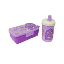 Kit Lancheira Marmita com Talher + Copo infantil Dinossauro - Roxo - Visão 2