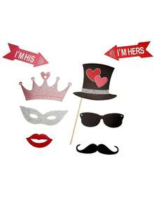 27件套情人节银粉色丘比特之箭拍照道具套装，适用于生日派对、婚礼、情人节派对拍照，包含道具和支架，可用于派对装饰、婚前派对、情人节等场合。 - 彩色 - 查看 9