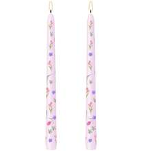 10 Inch Floral Taper Candles - 2pcs Handmade Unscented Somkeless Tall Candlesticks,Printed Cone Candles For Mother Day Home Party Wedding Restaurant{Inchcolor_nameinch:InchPurpleFlowerinch,Inchsize_nameinch:Inch10Inch-2Countinch} - 紫花 - 查看 1