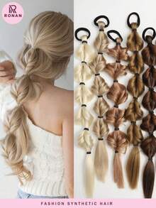 20英寸手工编织马尾辫，带松紧带，适合女性日常佩戴，1条装