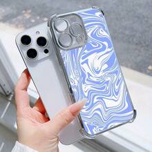 Funda de Teléfono con Diseño de Patrón Abstracto en Espiral Azul y Blanco para  16, 16e, 16 Plus, 16 Pro, 16 Pro Max,  15, 15 Plus, 15 Pro, 15 Pro Max, 14, 14 Plus, 14 Pro, 14 Pro Max, 13, 13 Pro, 13 Pro Max, 12, 12 Pro, 12 Pro Max, 11, 11 Pro Max, 7, 8, X, XS, Anti-suciedad, a la Moda, , Antigolpes en las Cuatro Esquinas - Colores mixtos - Ver 8