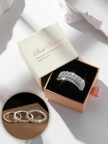 3件套立方氧化锆戒指套装，女士婚礼派对日常百搭首饰，适合作为礼物送给妈妈或爱人 - 優雅戒指3套組 - 查看 11