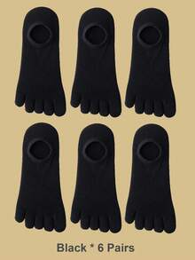 1/3/6双装女士纯色隐形五指袜，分趾袜，短袜，适合户外运动或日常穿着 - 彩色 - 查看 12