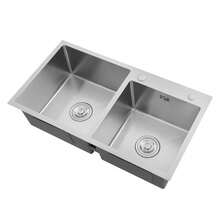 SENDERPICK Fregadero de cocina de acero inoxidable de 78x43x21 cm, fregadero encastrable, 2 senos con escurridor, fregadero de cocina, fregadero bajo encimera, lavabo de cocina, fregadero de acero inoxidable para cocinas comerciales