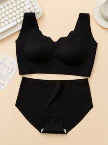 Bộ 4 áo ngực không dây thoáng khí thoải mái liền mạch màu trơn dành cho nữ, áo ngực và quần lót nữ - Nhiều màu - Xem 3