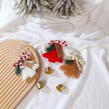 1 Stück rote Weihnachtsglocke Deko, Weihnachtsbaum Muster einfaches Design, aus Plüschstoff und Eisenlegierung gefertigt, Türglocke, mehrfarbige Optionen, die Kombination schafft eine einzigartige Feiertagsatmosphäre, geeignet für Weihnachten, Neujahr, Winterlandschaft, Outdoor-Veranstaltungsdekoration, Valentinstag Accessoires - Rot - Übersicht 3