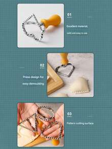 3件套意面制作器套装 - 高级哑光手柄，易于使用的压模和切割轮，适用于自制意面、饼干、馄饨、饺子模具 - 黃色 - 查看 4