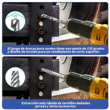 Juego de 26 piezas de extractores de tornillos y juego de brocas izquierdas, con adaptador hexagonal, herramienta de extracción de tornillos fácil de quitar para pernos pelados, dañados, oxidados - Plateado - Ver 9