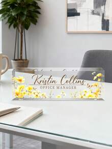 Personalized Acrylic Desk Nameplate With Succulent Floral Design,Contemporary Style Office Decor, Ideal For Bedroom, Custom Name Psychologist Office Sign For Desk, Non-Electric, Perfect For Christmas And Halloween Gifts - Multicolor - View 36