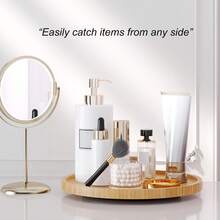 Bamboo Lazy Susan Turntable Organizer, Kitchen Spice Rack & Living Room Snack/Cosmetic Storage, Non-Slip Rotating Tray, Home Essential - 原木色 - 查看 6