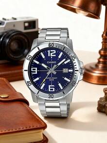 Men's Stainless Steel Strap Analog Quartz Watch, Casual Decoration, Men's Gift MTP-VD01D-2B - Blue Suit - View 2
