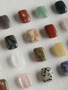 EECLYCJ 10/20 hạt đá tự nhiên hình chữ nhật 13*18mm hỗn hợp ngẫu nhiên DIY dạng hạt rời, pha lê tự nhiên, đá hình, mã não, mắt hổ, đá đốm, đá Aventurine xanh, đá thạch anh hồng, thạch anh tím, đá Sodalite nhiều màu hỗn hợp thương hiệu hòa bình may mắn năng lượng cho phụ nữ/bé gái/phụ nữ làm đồ trang sức vòng cổ vòng tay cổ điển Bohemian thủ công - 13*18mm - Xem 13