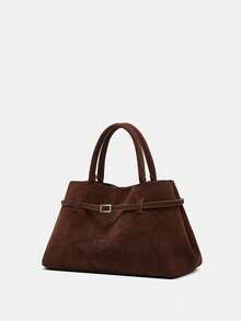 Retro Style Minimalist High-End Multifunctional Large Capacity Tote Bag - Maroon - View 2