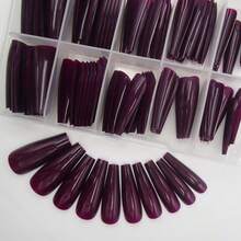 Colored Coffin Press On Nails Long Ballerina False Fake Nail Tips Full Cover Manicure Design Acrylic Nails 100pc For Women Teen FFgirls (Dark Grape){Inchcolor_nameinch:InchDarkGrapeinch} - 黑葡萄 - 查看 5