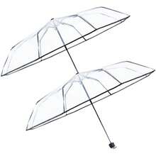 1 buc Umbrelă pliabilă transparentă drăguță, Umbrelă de călătorie portabilă și impermeabilă, Echipament romantic de ploaie, Design transparent drăguț, Roz/Transparent/Negru, Deschidere manuală, Portabilă, Ax impermeabil, Umbrelă de călătorie