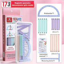 Bộ 17 món đồ chơi hình học nam châm linh hoạt - Có thể ghép nối với các góc và dải tam giác linh hoạt, được trang bị thước đo góc, làm bằng nhựa bền chắc, giúp trẻ khám phá hình dạng và mối quan hệ giữa các góc trong giáo dục. - Nhiều màu - Xem 16