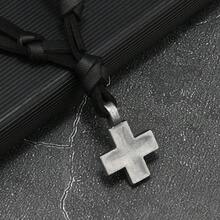 Hot Selling New Necklace Alloy Cross Accessories Simple Retro Woven Leather Necklace Unique Jewelrynecklace For Men - màu đen - Xem 1
